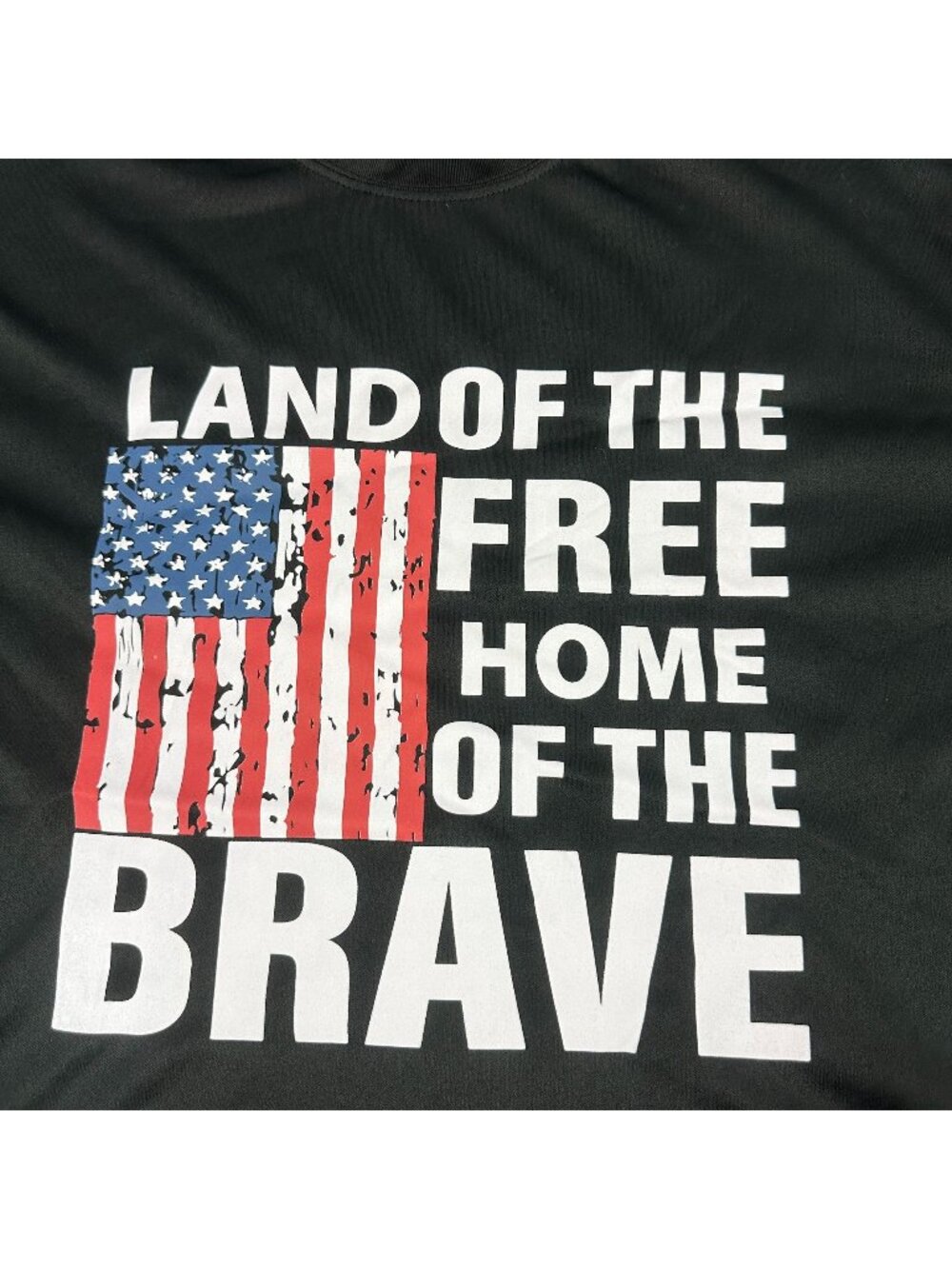 Land Of The Free Home Of The Brave Black MenS T-Shirt Size L Polyester Crew Neck